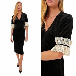 TUCKERNUCK Odette Dress Size M Black Cream Midi Velvet Classic whimsygoth
